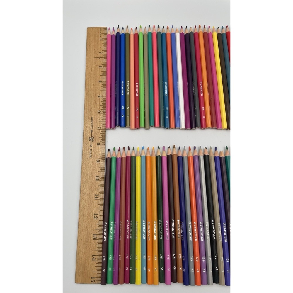 Lot Of 71 Staedtler Colored Pencils W/ Pen & Gear Double Decker Plastic Case Art - Picture 5 of 9